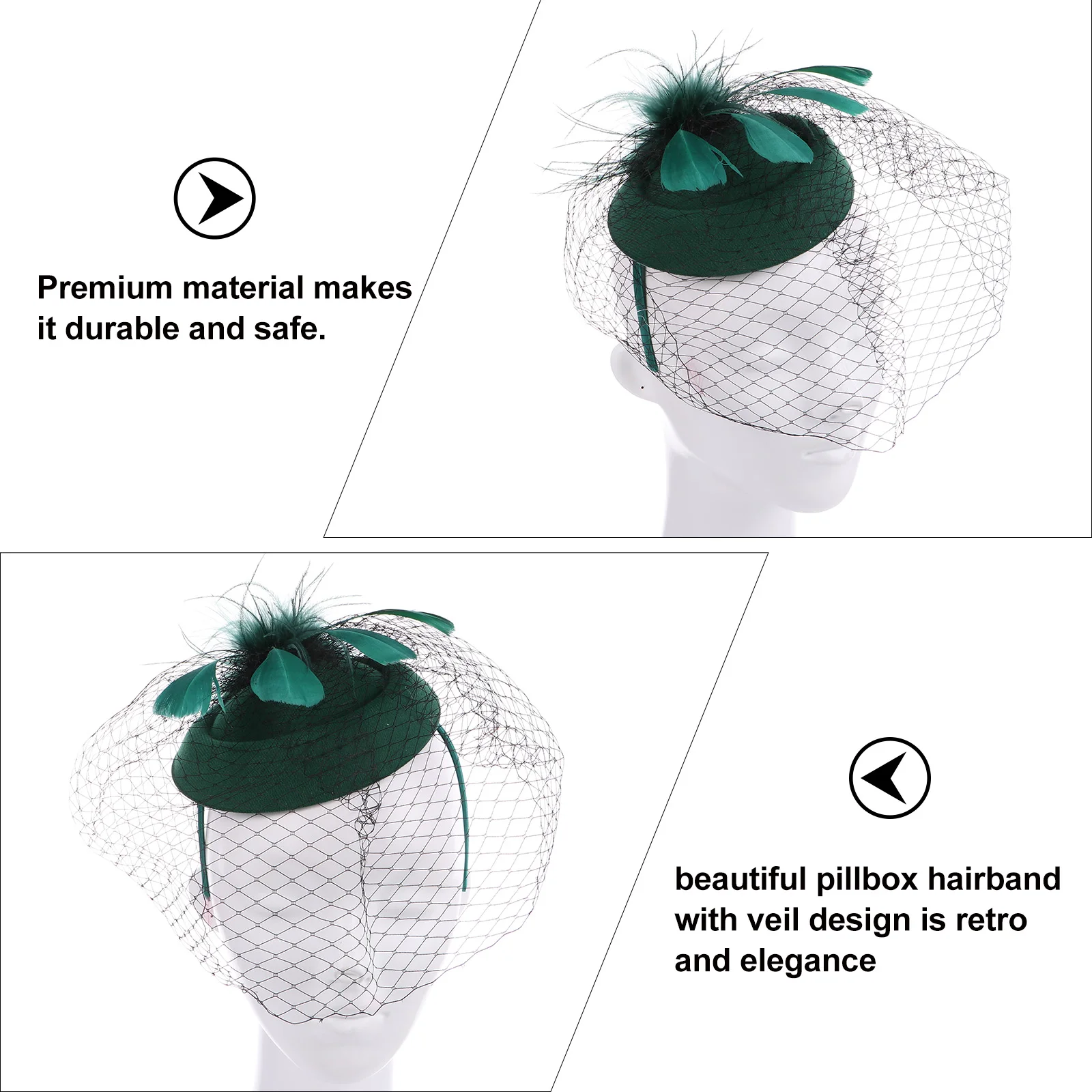 

1pc Women 20S 30S Pillbox Hat Hair Hoop Fascinator Headwear With Veil Cocktail Party Wedding Church Tea Party Costume Bridal