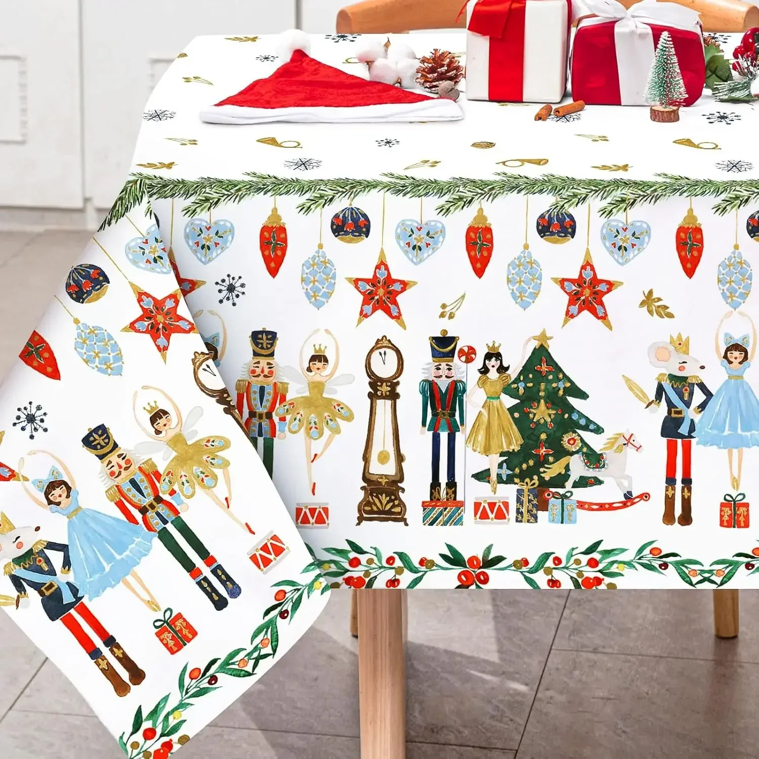 Christmas Nutcracker Picnic Rectangle Tablecloth Dining Room Decor Reusable Tablecloth for Table Xmas Picnic Party Supplies