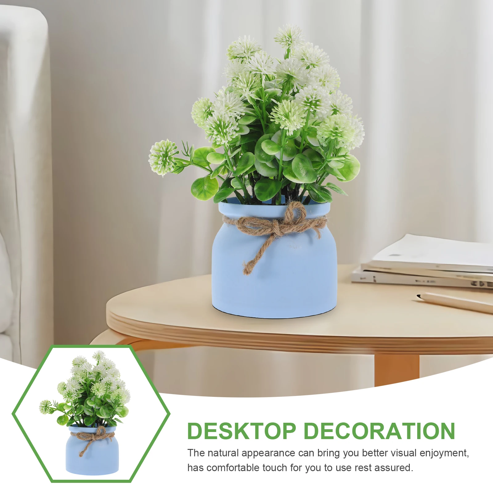 

1Pcs Lifelike Potted Dandelion Artificial Flower Desktop Small Plant Decoration Fake Bonsai Ornament