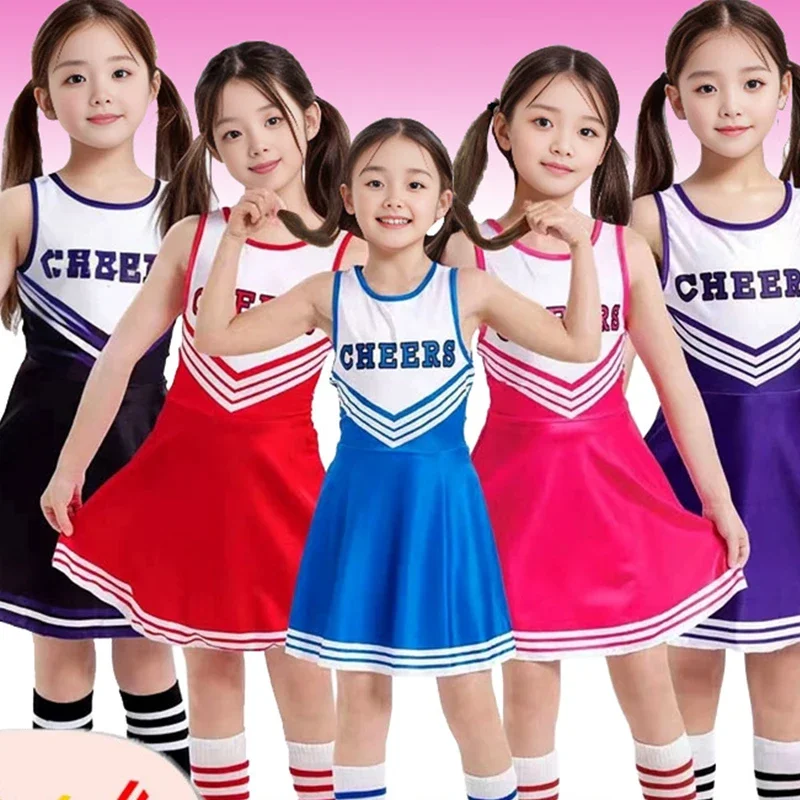 Kostium cheerleaderki dla dziewczynek 7-8 Cheer Leader Uniform Fancy School Girl Outfits Dress Outfits