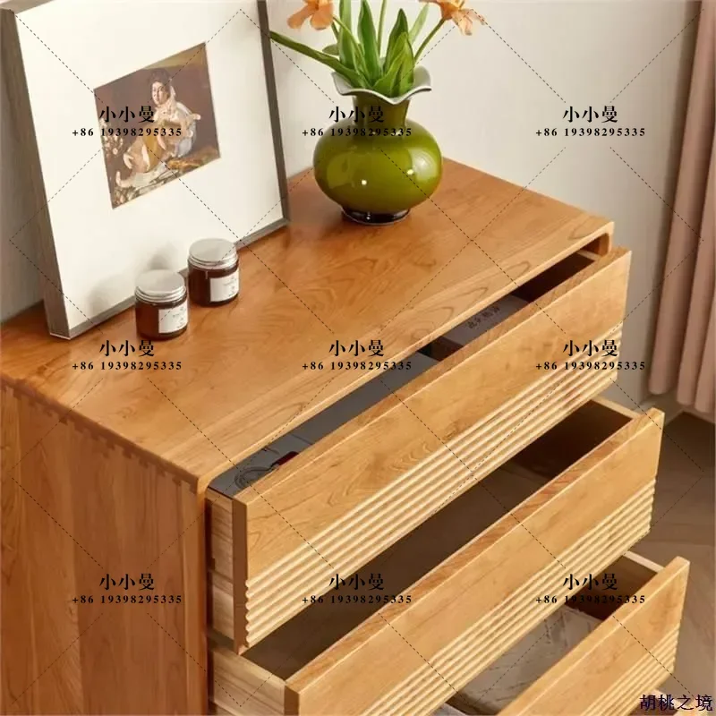 North American Black Walnut Solid Wood Chest Cabinet Nordic Cherry Wood TV Side Cabinet Modern Simple Living Room Storage