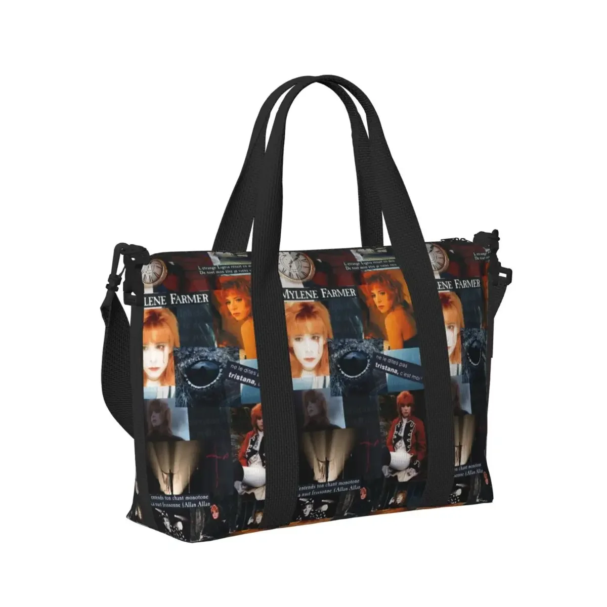 

Mylene Farmer Beach Travel Bag Large Capacity Tote Bags for Gym Sport Women Shopping Duffle Shoulder Bag