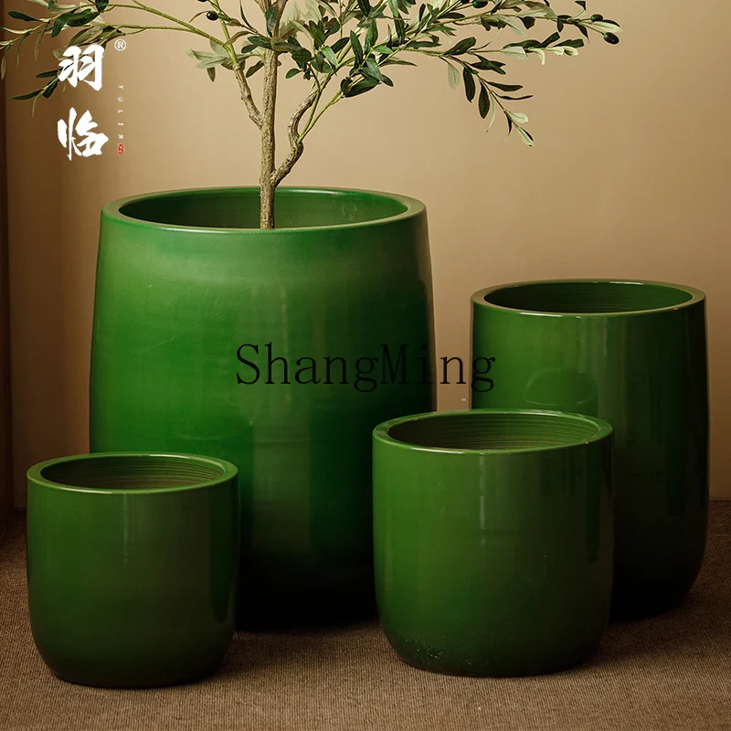 

HJ Jingdezhen ceramic flower pot large diameter turtle bamboo flower bed villa courtyard deep pot ceramic tank