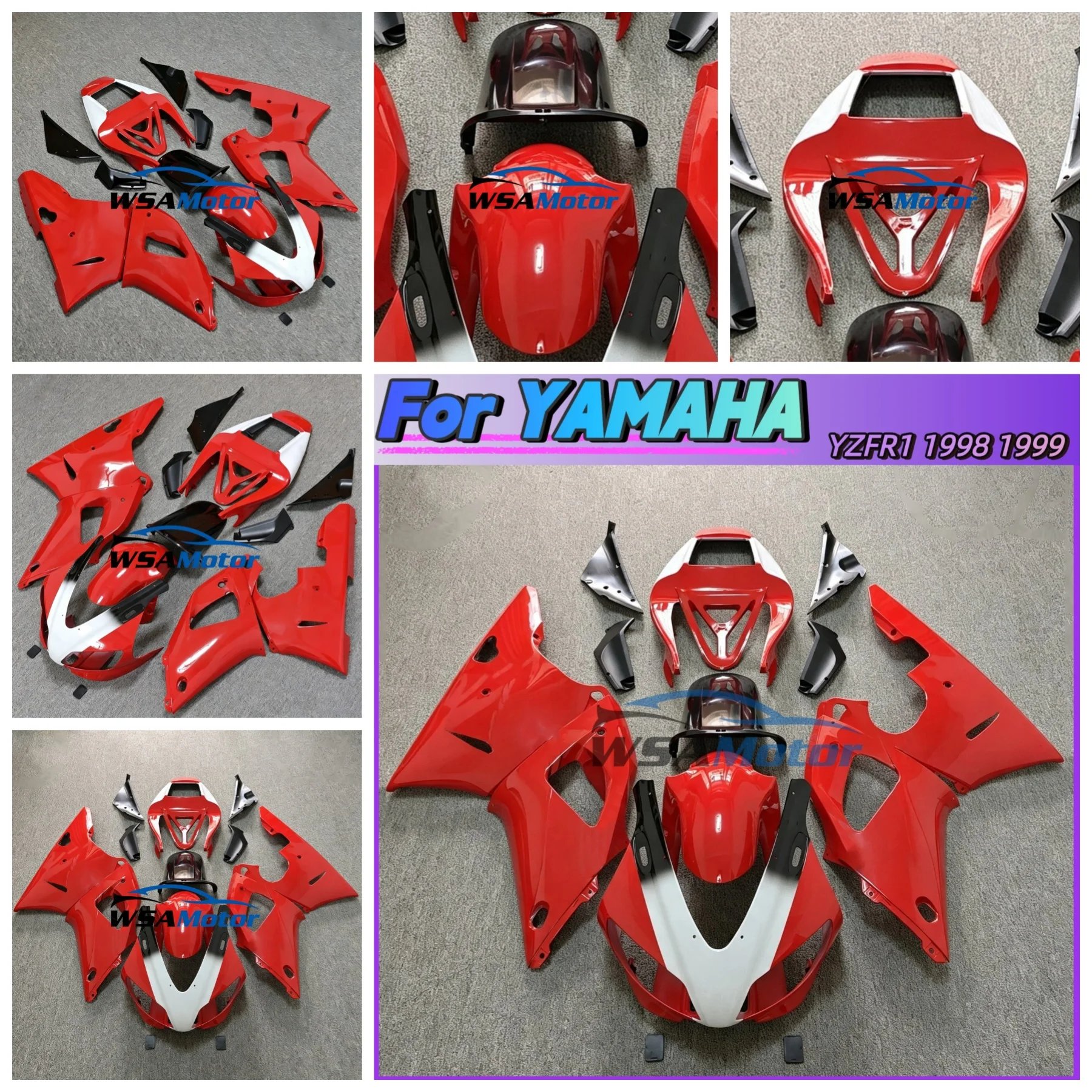 Plastic Shell Motorcycle Fairings Kits For YAMAHA YZF R1 YZFR1 YZF-R1 1998 1999 98 99 Injection Cool Red Bodywork Set