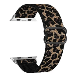 Leopard Nylon Elastic Loop for Apple Watch Band Series 10 42mm 46mm Stretchy Replacement Wristband For Iwatch Ultra Series9 8 7