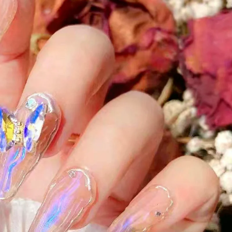 5 قطع الفاخرة كريستال فراشة مسمار الفن سحر 3D اليابانية سبيكة ربطة القوس فيونكة مجوهرات مسمار حجر الراين الديكور DIY الملحقات