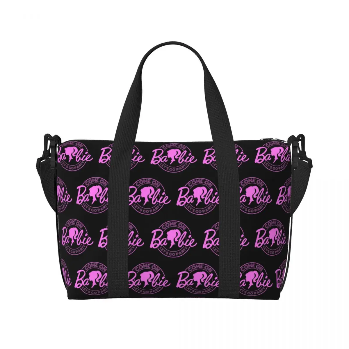 Custom Come On Barbie X Party Beach Tote Bag Women Large Compartment Gym Beach Travel Bags