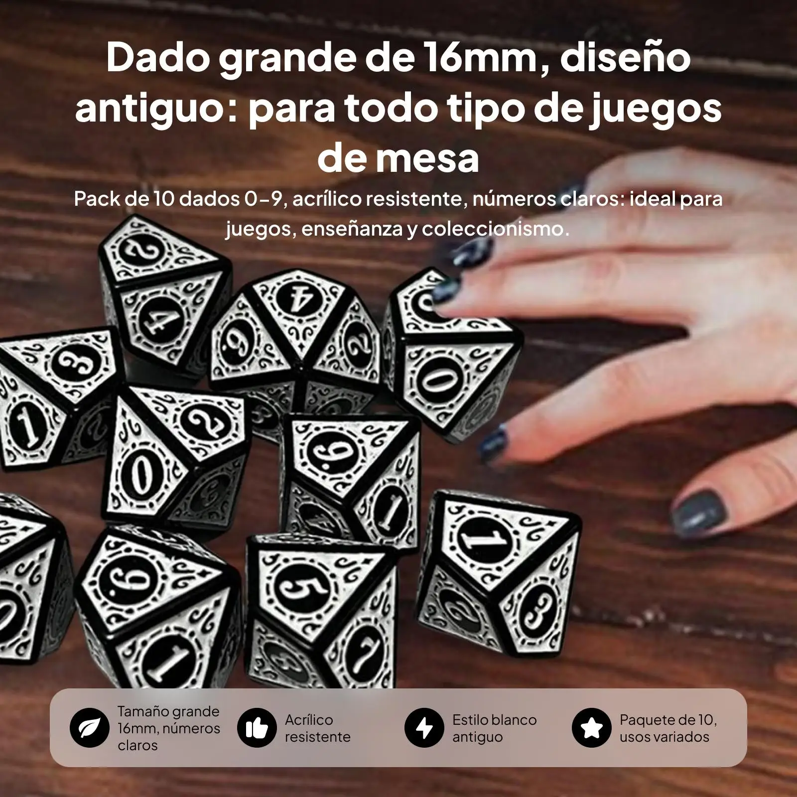 

Набор многогранных игральных кубиков 3x 10x, игровые кубики, 10-гранные кубики, акриловые кубики D10 для семейных встреч