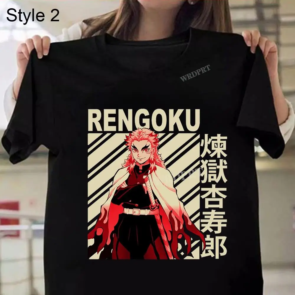 Hot Anime Demon Slayer Kimetsu no Yaiba Rengoku T-shirt Women Men Casual Short-sleeved Tshirt Boys Girls Loose Shirts