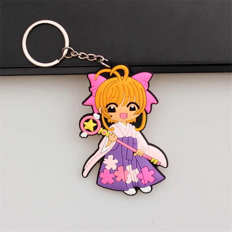 CCS Cardcaptor KINOMOTO SAKURA Cosplay Soft PVC Keychains Accessories Xmas Gifts