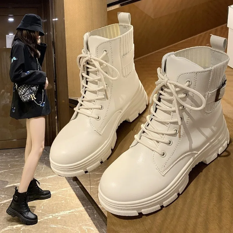 

2023 New Platform Shoes Women Boots Round Toe Zipper Spring Autumn Fashion Ankle Female Botines De Mujer Chelsea Boots