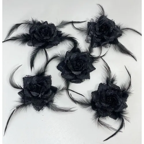 Artificial Pot Black Artificial Rose 5 Pcs