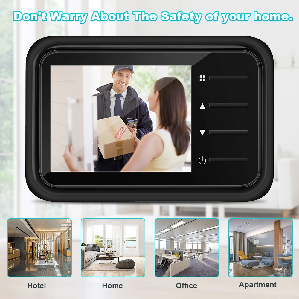 Smart Door Peephole Doorbell 2.4 Inch Digital Magic Eye Infrared Night Vision Ring Door Bells with Camera Photo Video Recording