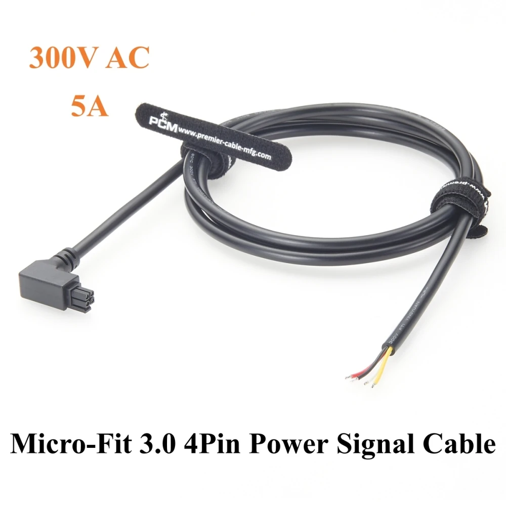 Right Angle Micro Fit 3.0 4Pin Power Signal Cable Assembly 90 Degree Dual Row 4 Circuits Micro-Fit Receptacle OTS Cable