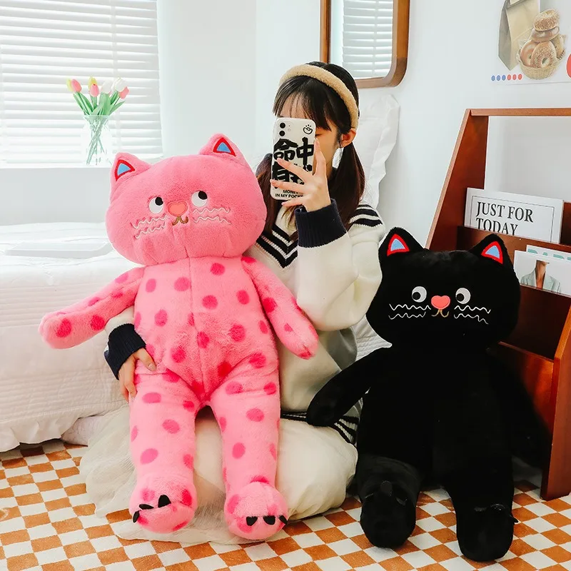 

Kawaii Polka Dot Cat Plush Toy Stuffed Doll Cuddly Pillow for Kids Birthday Gift Cute Cat Nap Pillow for Girls Bedroom Decor