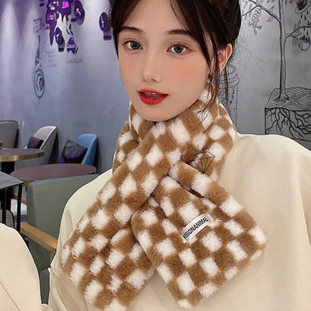 Patroon Winddicht Faux Konijnenbont Vriendin Cadeau Koreaanse Stijl Sjaal Vrouwen Sjaal Herfst Winter Sjaal Kleding Accessoires