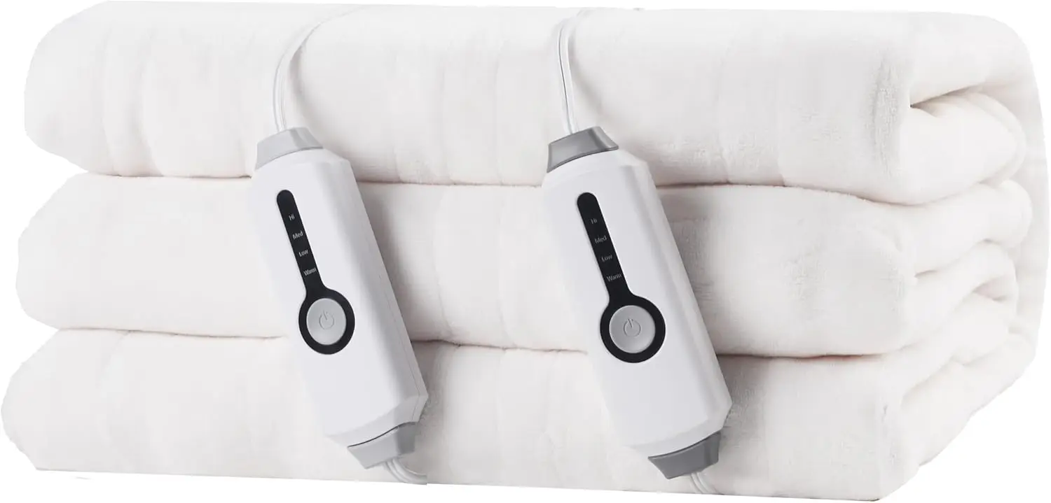 

Одеяло с электрическим подогревом размера «queen-size», 84x90 дюймов, мягкий коралловый флис с двумя контроллерами и автоматическим выключением