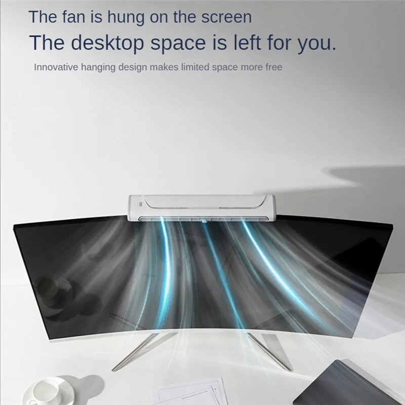 Carregamento USB Clip Fan para tela de computador, monitor, casa, escritório, desktop, mudo, pequeno, branco, 4000mAh