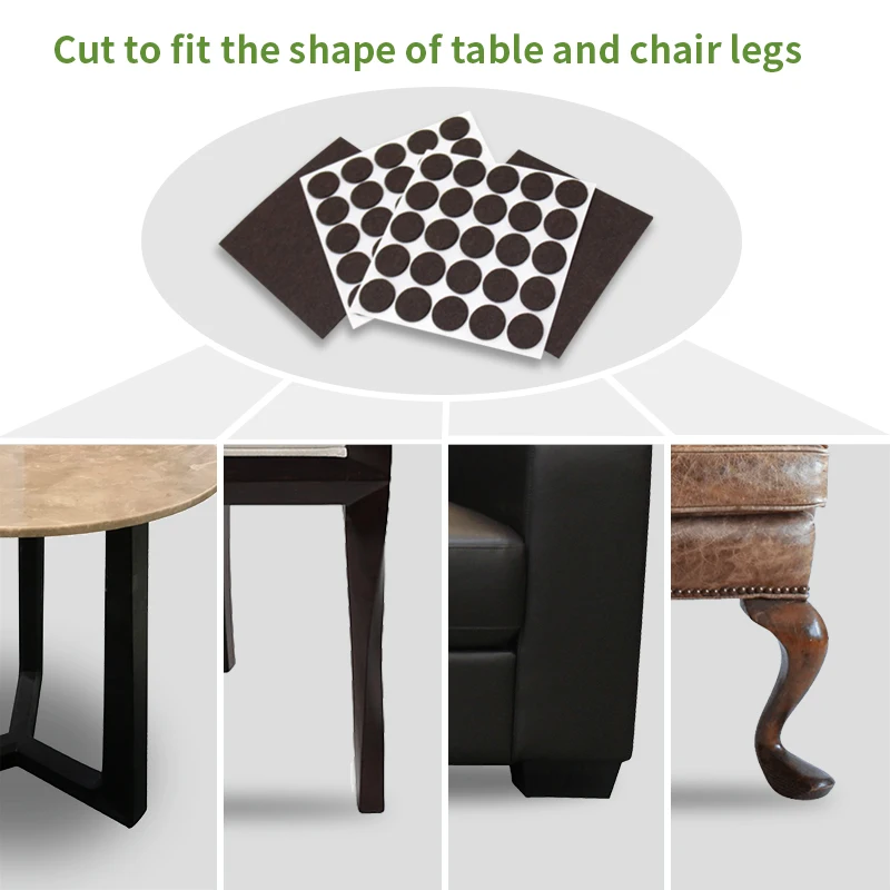50 Pieces of Ordinary Brown Felt Pads and 2 Pieces of 15*15cm Furniture Felt Pad Set for Hardware and Wood Floor Protectors, Non-Slip Chair Leg
