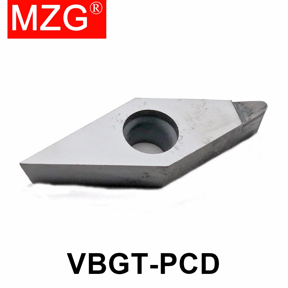 MZG 1pcs PCD CBN Diamond Insert VBGT110304 VBGT160402 VBGT160404 VBGT160408 Turning Blade CNC Metal Lathe Turning Cutter VBGT