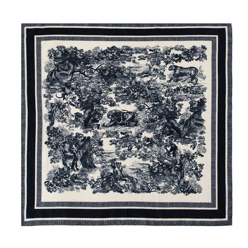 Silky animal world high-end mulberry silk large square scarf 70 silk shawl scarf