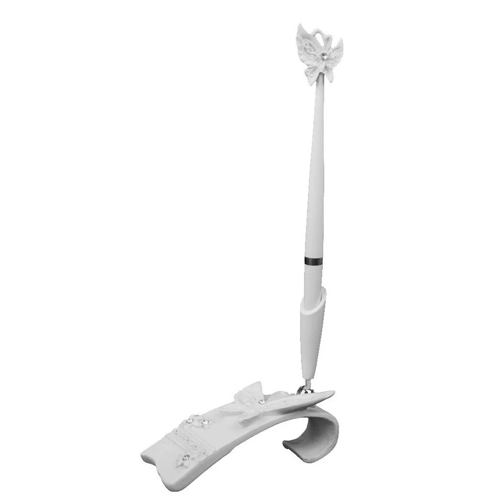 

Белая свадебная ручка со стразами, 16 см, вращающаяся основа из смолы, элегантный аксессуар для свадебной книги для гостей, свадебная ручка для подписи