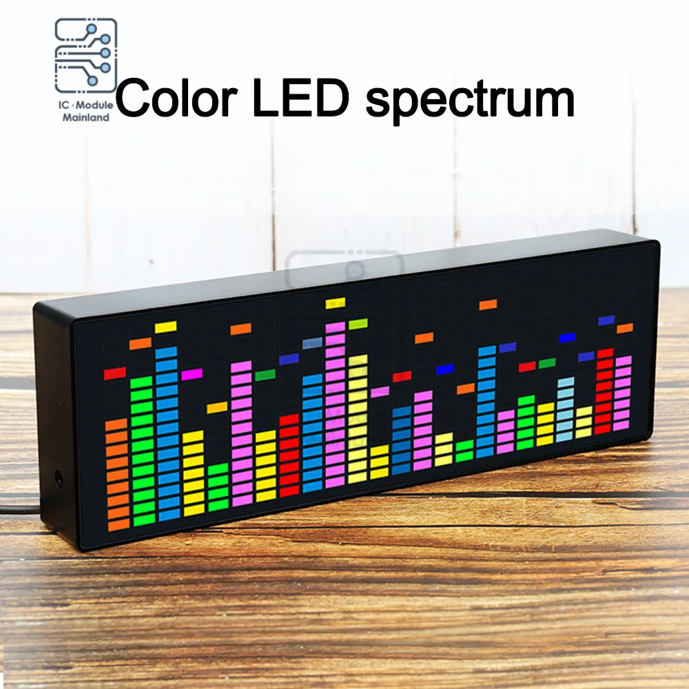 USB LED Stereo Music Spectrum Electronic Clock Sound Control Rhythm Light 1624RGB Pickup Atmosphere Level Indicator