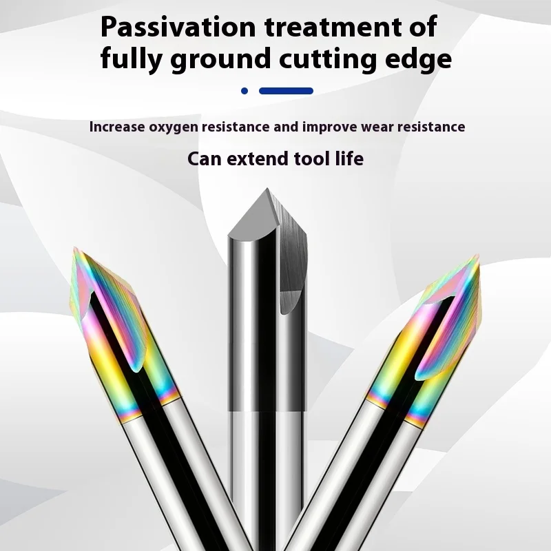 3-Flute Colorful Tungsten Steel Chamfer Milling Cutter 60°90°120° Endmills CNC Mechanical Machining Cutters Tools