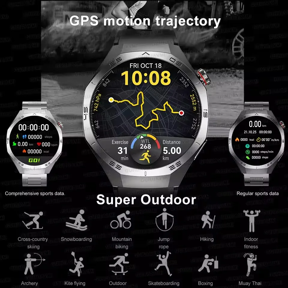 Original gt5 pro gps esportes ip68 à prova dip68 água relógio inteligente masculino 1.52 "amoled tela hd freqüência cardíaca bluetooth chamada relógios inteligentes mulher