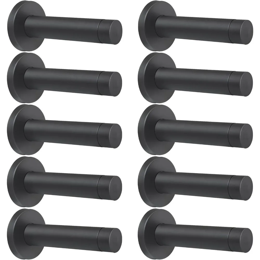 

10 шт. 3,5-дюймовые матовые черные дверные упоры из нержавеющей стали 304, с резиновым наконечником, настенные