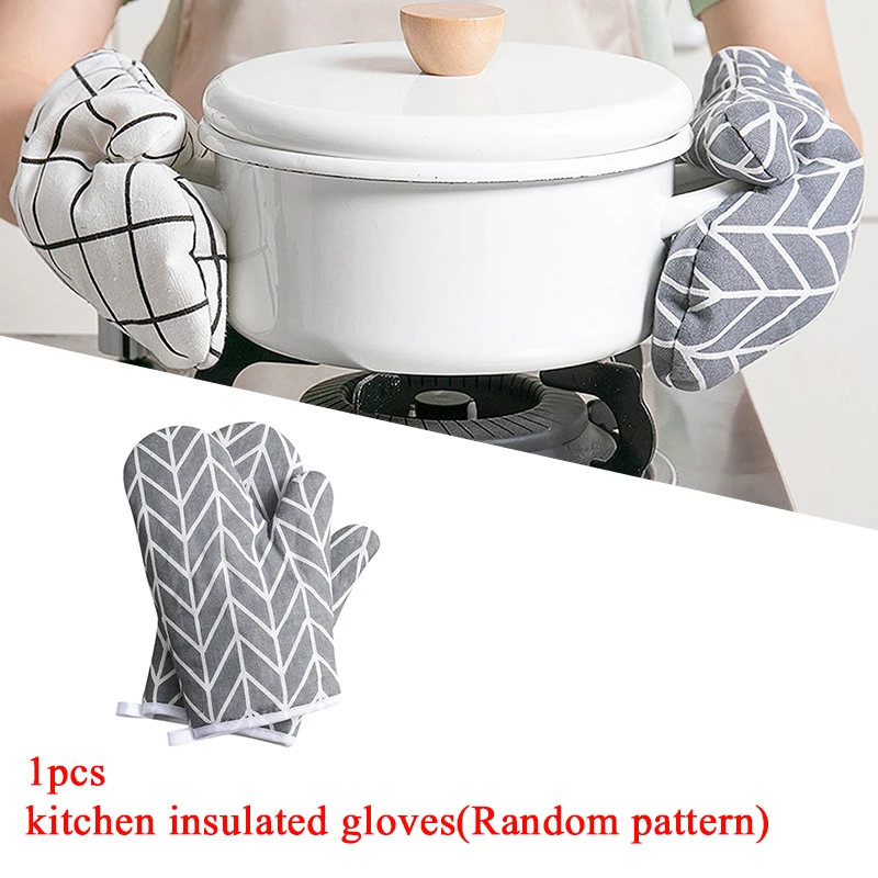 Oven Baking Gloves Oven Mitts Microwave Oven Gloves High-temperature Resistant Cotton Linen Gloves Kitchen Baking Tools Bakeware