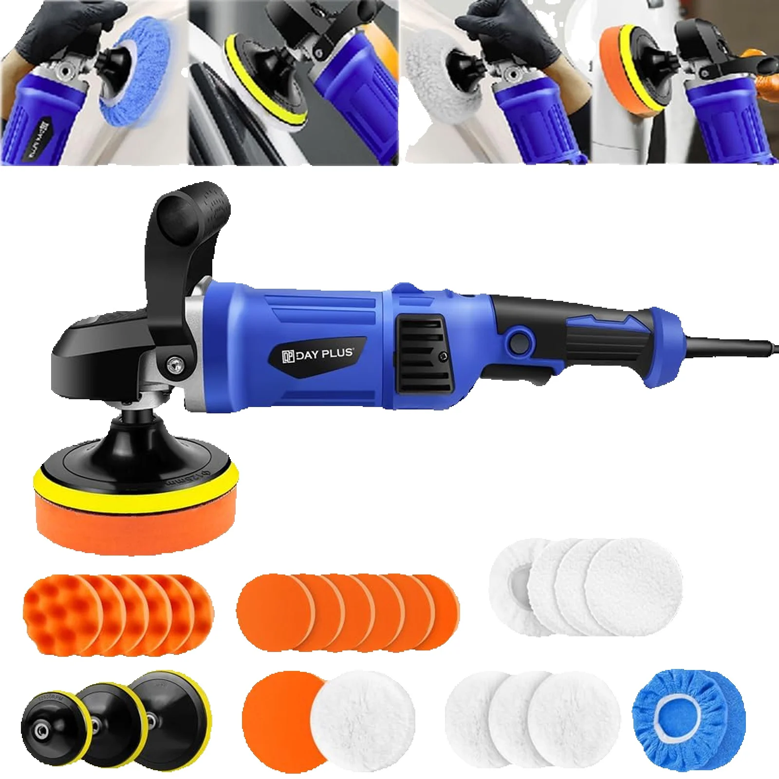 Elektrische bufferpolijstmachine, 6 variabele snelheden, roterende autopolijstset voor doe-het-zelf schuren, polijsten, waxen, sealen - afbeelding 2