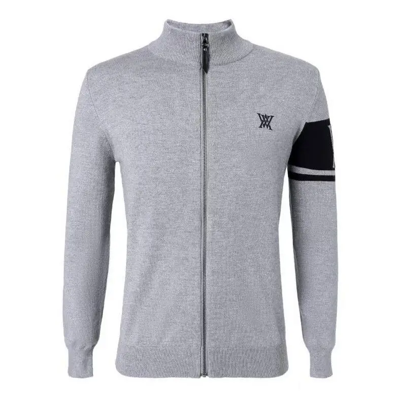 

New Golf Apparel Men's Fall/Winter Long-Sleeve Windbreaker Coat Warmth-Retaining Sun Protection Jacket Zipper Knit Sweater