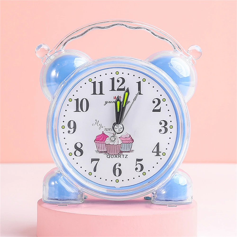 Cute Alarm Clock 11.6x10.2cm Bedside Desk For Bedroom School Office Home Decor Plastic Small Yellow/Red/Blue/Pink/Orange