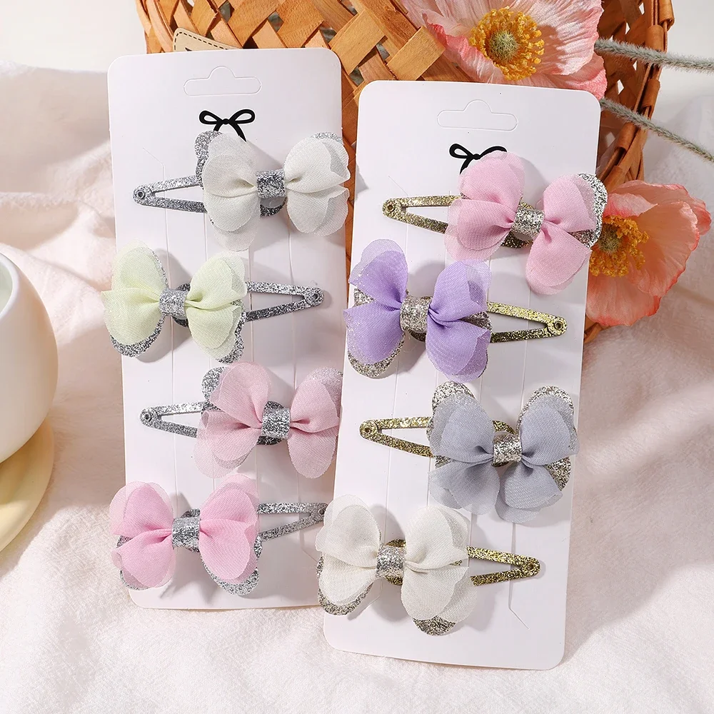 1 Set Sweet Hair Bows Hair Clip Children\'s Fashion Alloy Clips Fresh Cheer Bow Hairpins Hair Bangs for Baby Girl Headwear Gift