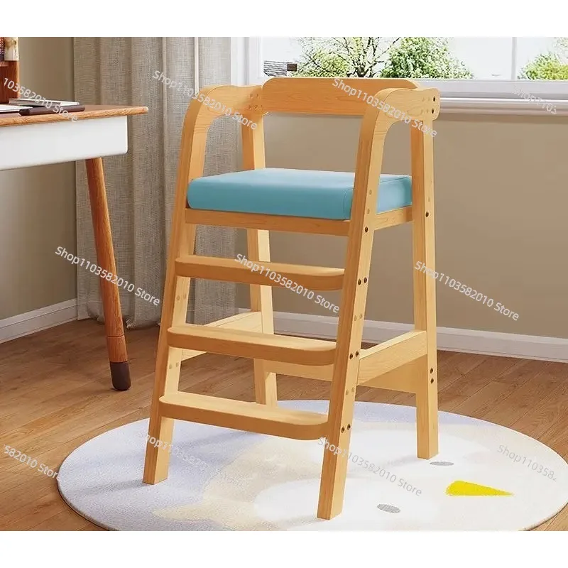 Height-Adjustable Solid Wood Desk Chair - Posture Corrector for Home Study & Dining