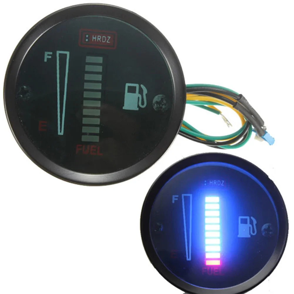 12V Fuel Level Gauge 10 LED 2Inch Fuel Level Indicator High Precision Electronic Fuel Meter for Auto Vehicle Motorbike Truck SUV