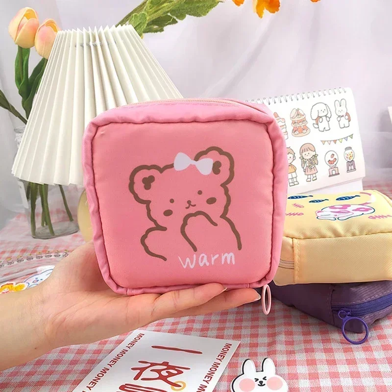 Small Storage Bag Cartoon Sanitary Napkin Bag Women Pouch Napkin Cosmetic Bags Organizer Ladies MakeupBag Girls Hygiene Pad Bags