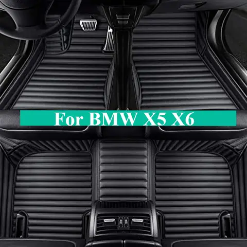 맞춤형 자동차 바닥 매트, BMW X5, X6, E53, E70, F15, G05, F85, F95, 자동차 카펫, 발 코체 액세서리, 100% 핏 가죽 러그, 2000-2025