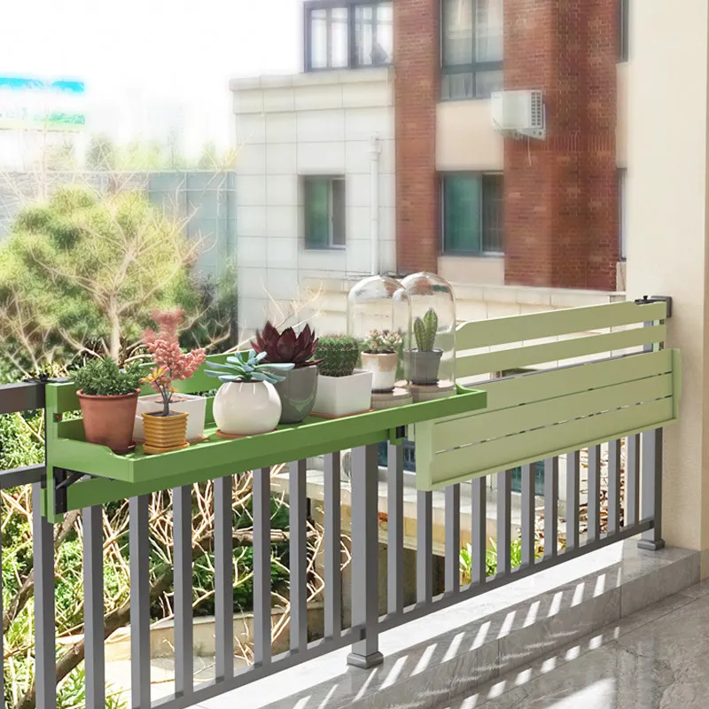 Solid wood balcony guardrail flower stand hanging color foldable succulent pot stand window sill flower pot display shelf