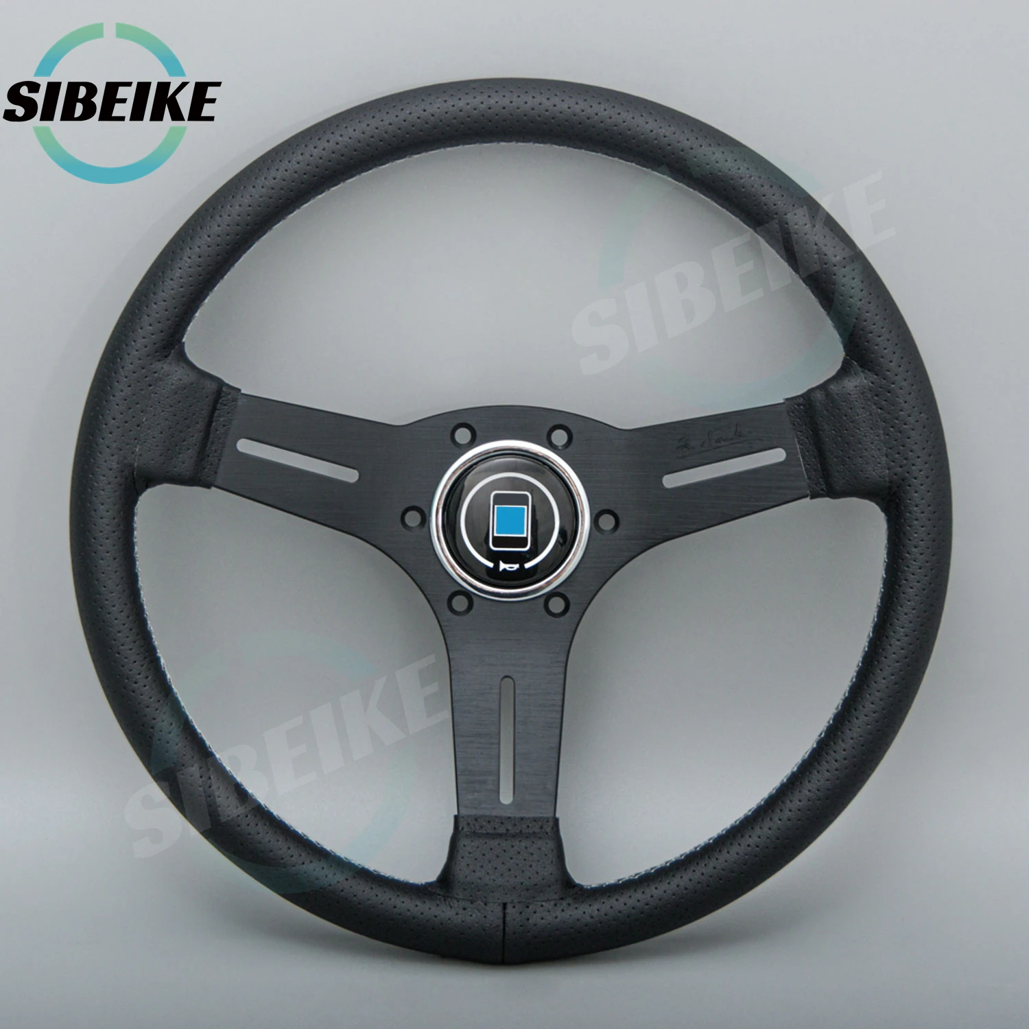 JDM 13inch 330mm ND Leather Steering Wheel Flat Dish Modified Car Sports Steering Wheel