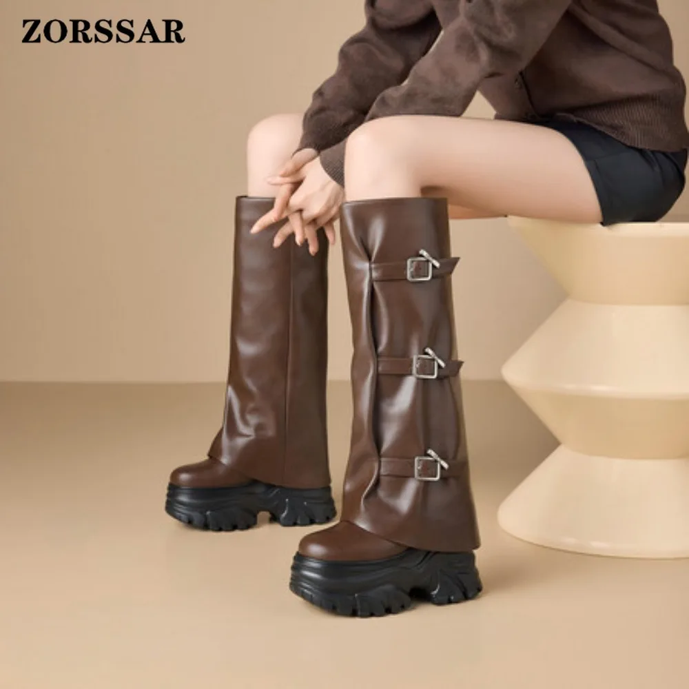 2026 New Autumn Winter Women Platform Shoes Knee High Boots Fashion Hidden Heel Women Warm Plush High Boots Winter Shoes