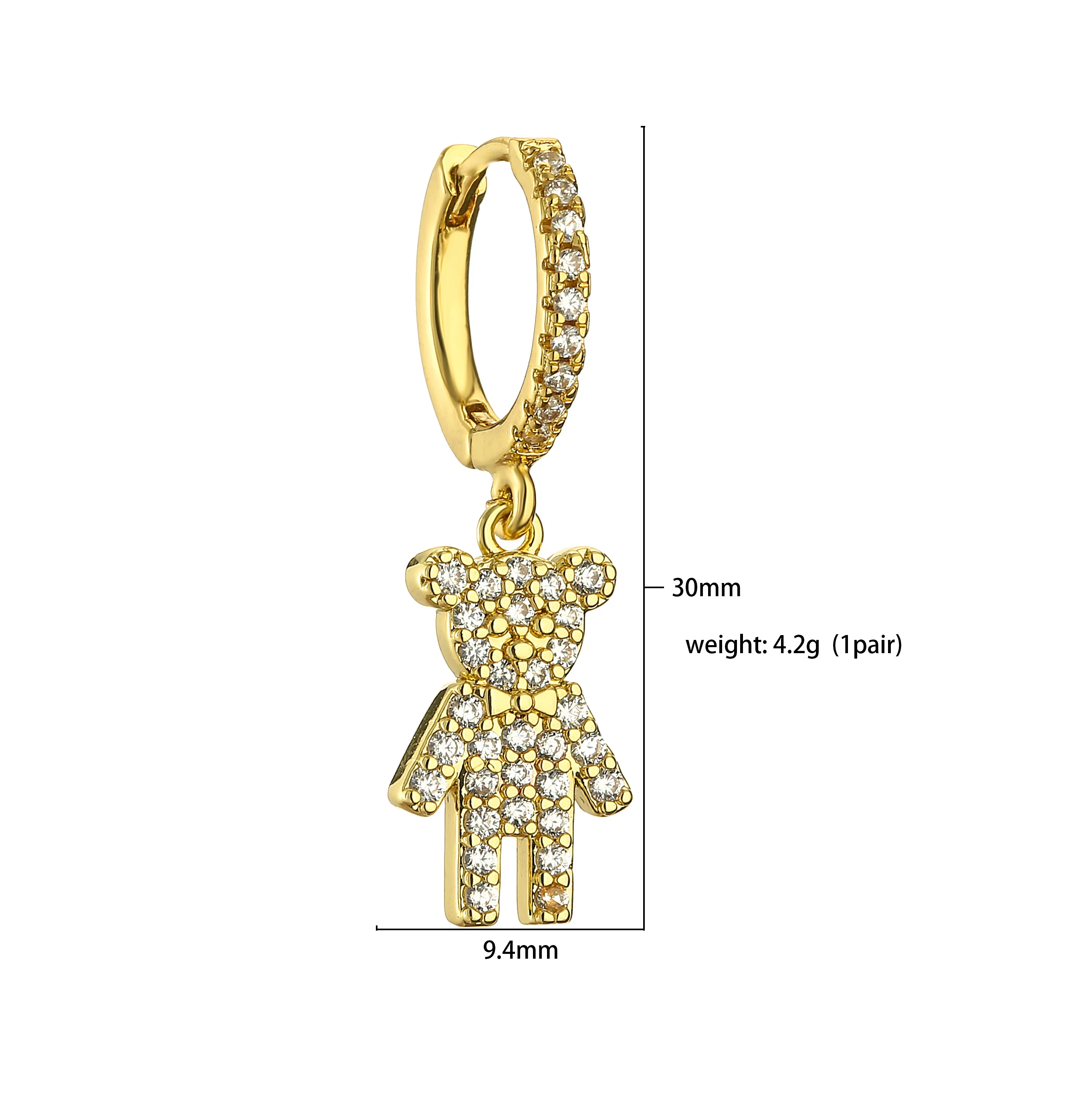 HECHENG, Little Huggies Hoop Earrings For Women Tiny Bear Heart Star Zirconia Pendant Cartilage Earrings Piercing Jewelry