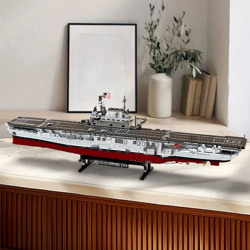 USS CV-6 مؤسسة اللبنات مجموعات ، البحرية العسكرية حاملة الطائرات سفينة حربية الطوب أطقم منمذجة لعب الكبار الاطفال هدية 1883 قطعة
