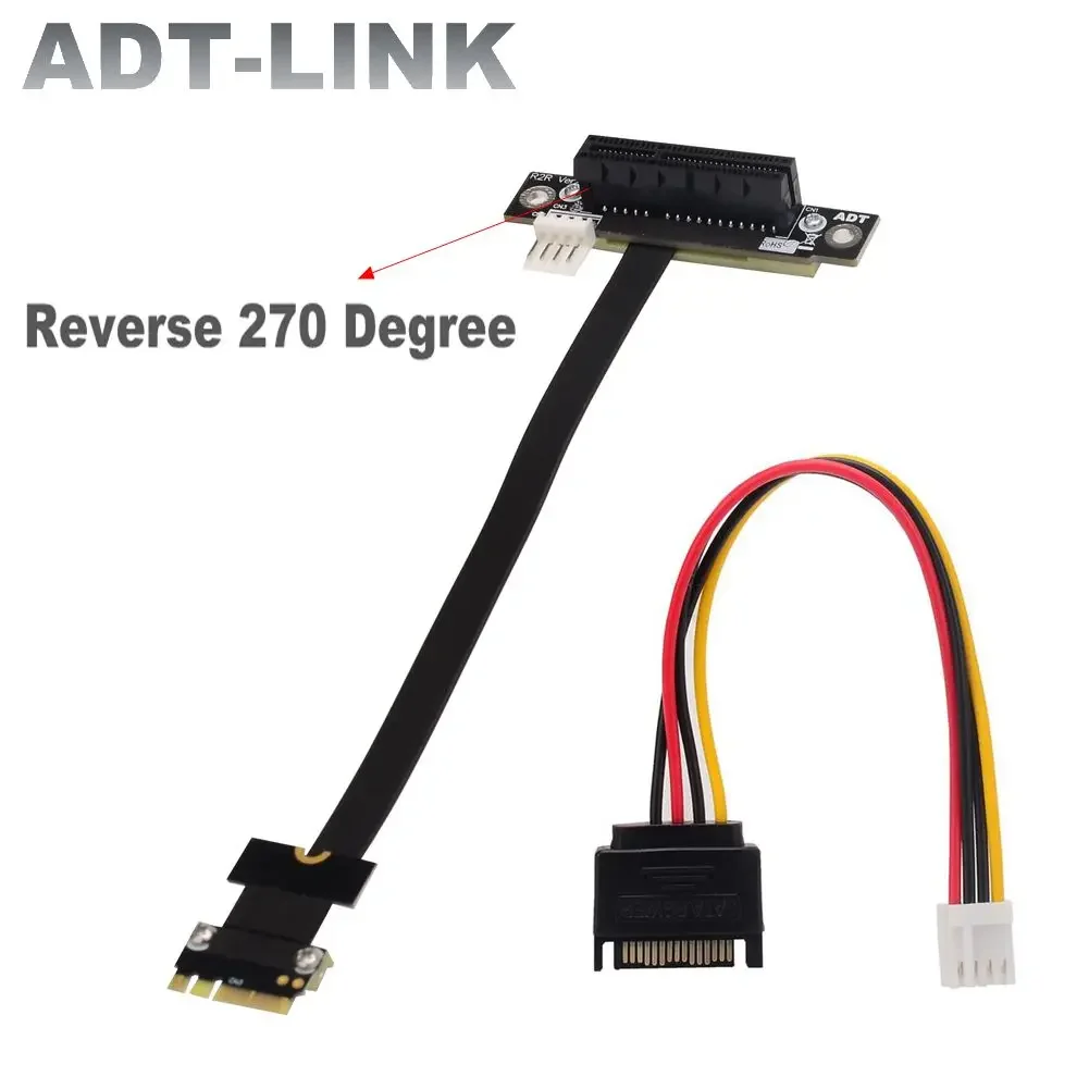 ADT-Link M.2 WiFi A+E Key A.E. to PCIe x4 4x Riser Extender Adapter Card Gen3.0 Cable AE Key A E For PCI-E 3.0 x1 x4 x16 M2 Card