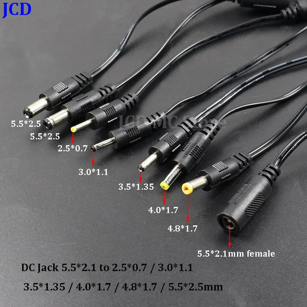 5.5x2.1mm DC Female Power Jack to DC Male Plug Cable 5.5*2.5mm 2.5*0.7 3.0*1.1 3.5*1.35 4.0*1.7 4.8*1.7mm Connector Power Cord