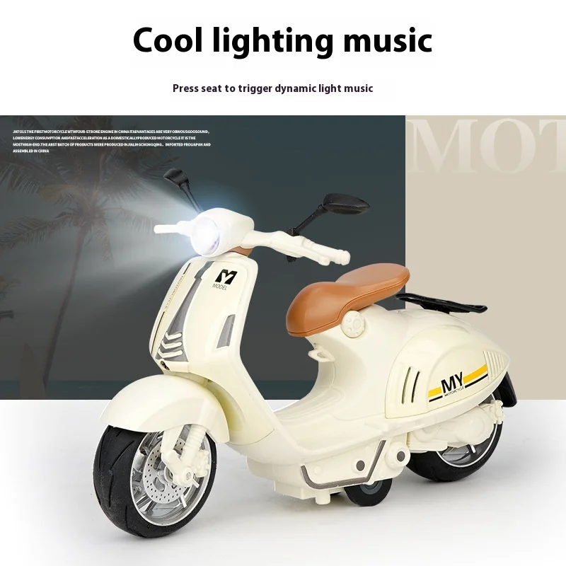 1: 10 Alloy Electric Motorcycle Model Toys with Lights Music Children\'s Toys Motorbike Model Ornament Gift for Motorcycle Fans