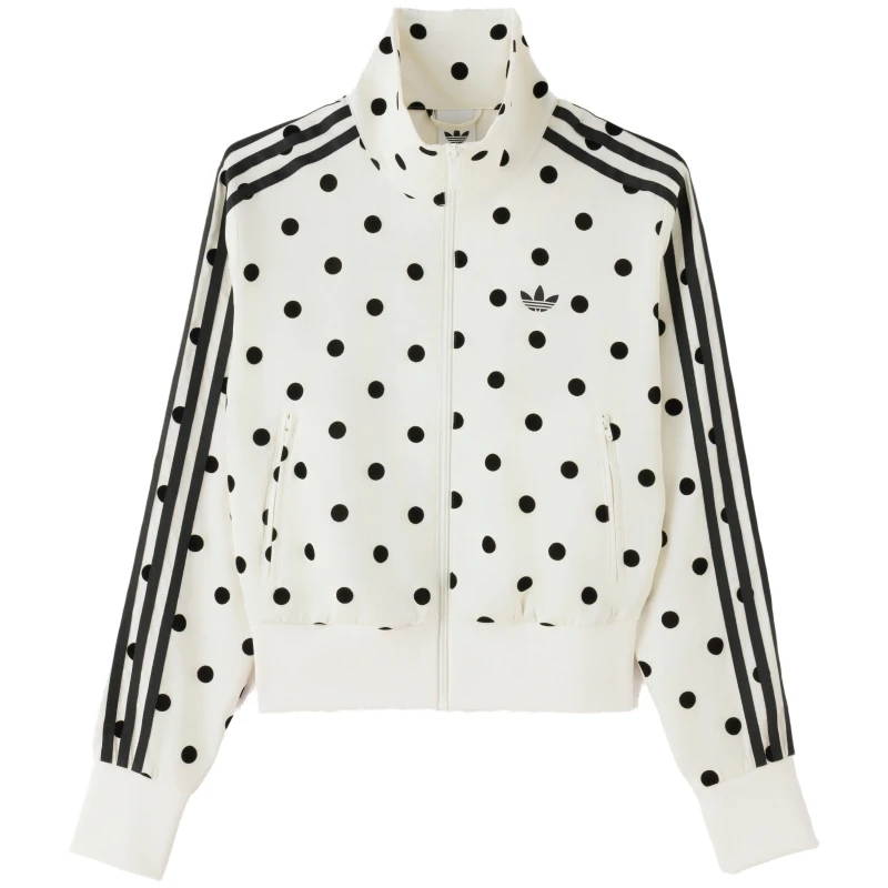 Adidas Women's Sportswear Polka Dot Stand Collar Zipper Cardigan Knit Jacket Kv1165