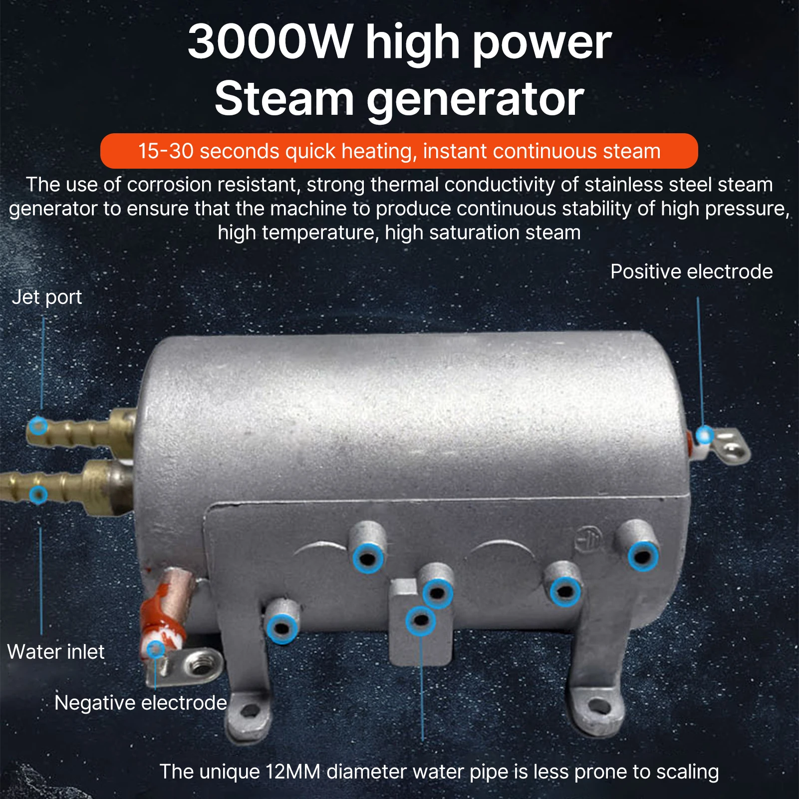 1500W Smart Steam Cleaner Voice Broadcast & LED Light 3-Temp Cold/Hot Steam with 10 Accessories for Kitchen Bath Car Deep Cleani