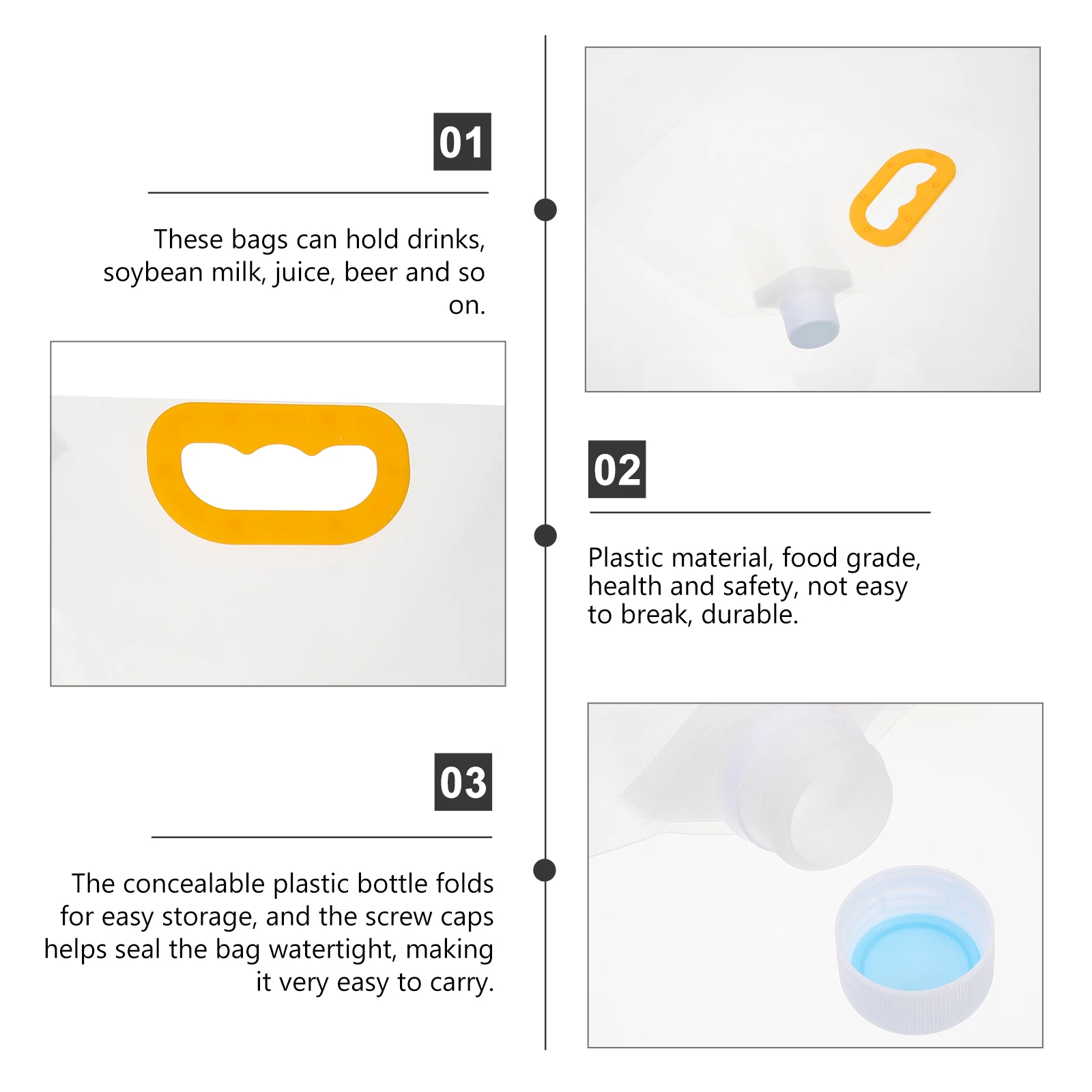 

10pcs Clear Beer Pouch Plastic Liquor Flask Food Grade Leakproof Screw Lid Travel Beverage Bag Portable Drinking Flask For Wine